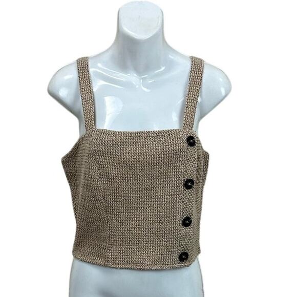Lucy Paris Womens Camille Tan Knit Button Tank size M NWT. - Picture 2 of 9